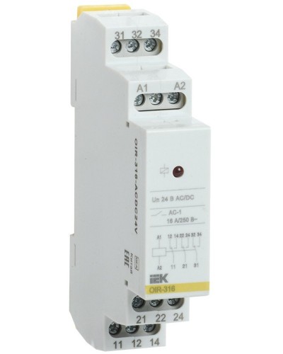 Реле промежуточное модульное OIR 3 контакта 16А 24В AC/DC (OIR-316-ACDC24V). Реле промежуточное модульное. IEK в Каменске-Уральском
